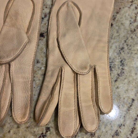 Vintage Womens Size S 6.5 Tan Deerskin Leather Gloves - Picture 7 of 16